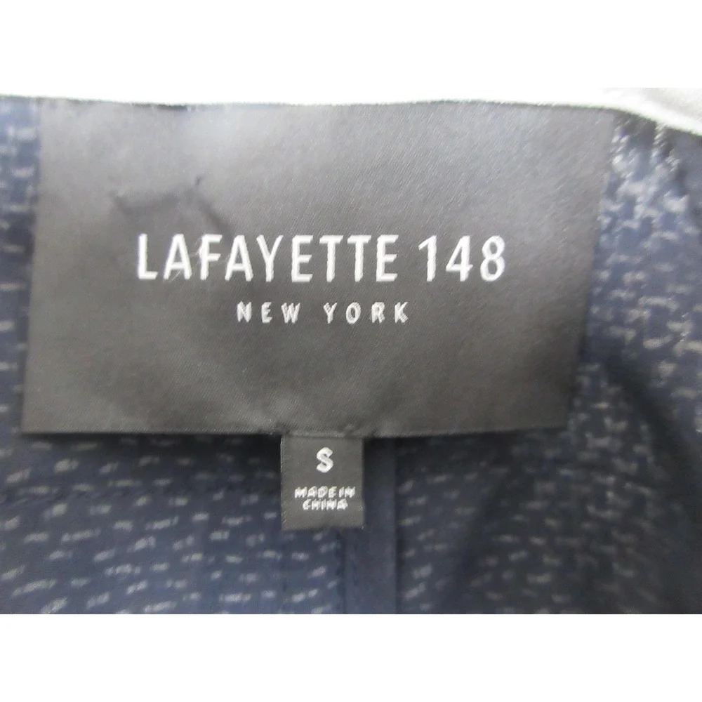 Lafayette 148 New York Dress Jacket Suit Set Womens 8/S Blue‎ Tweed Piped